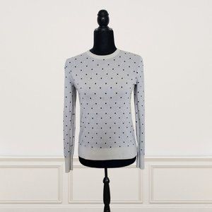 Equipment France Light Gray / Black Polka Dot Sweater 100% Silk